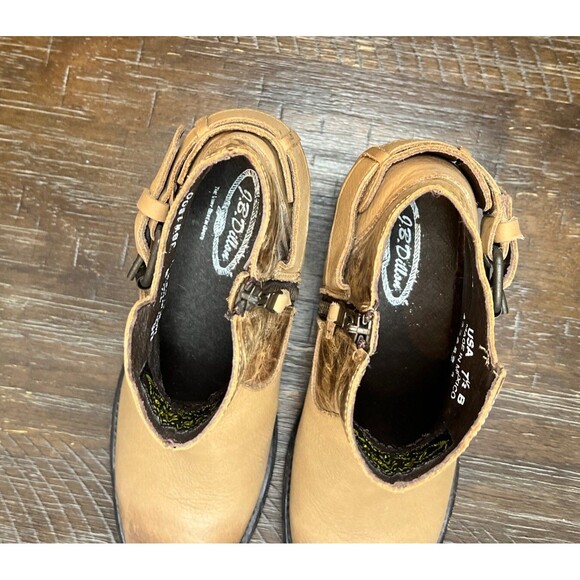 JB Dillon Ankle Boots Womens Brown Leather Distressed 7-1/2B Cowboy JBW1800 EUC - Picture 8 of 11